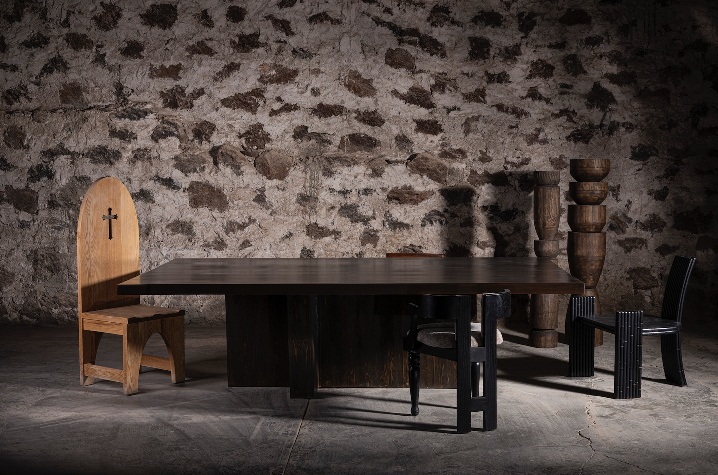 Mesa de ping pong/comedor convertible de pino oscuro