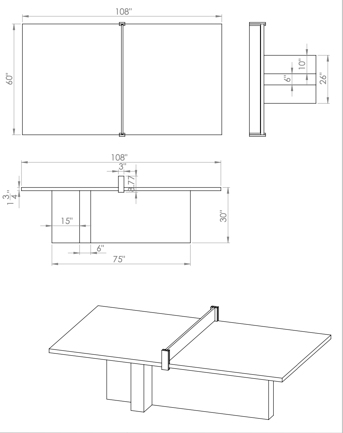 Mesa de ping pong/comedor convertible de pino oscuro