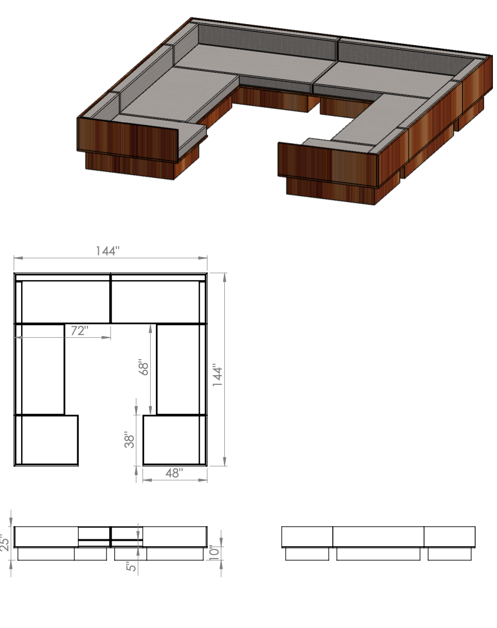 Parota Exterior U-shaped Sectional Sofa