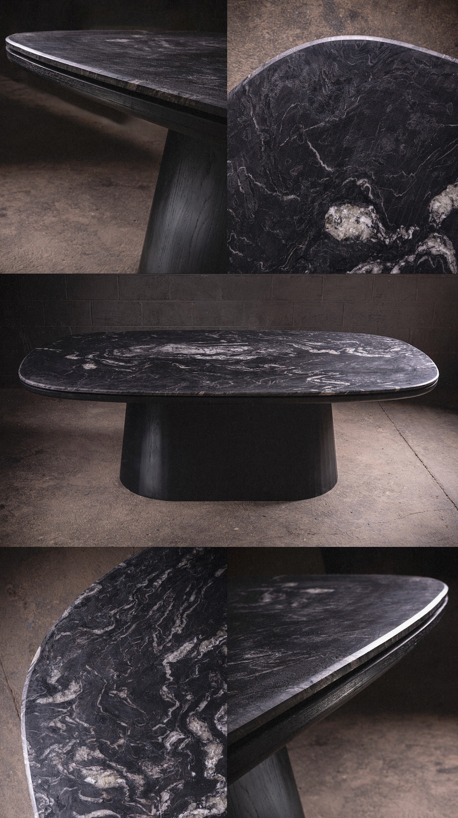 Mesa de comedor de mármol negro