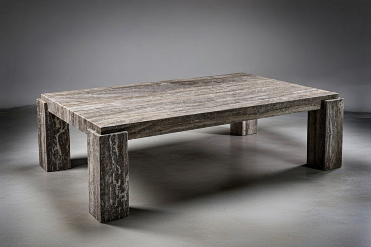 060 Silver Travertine Coffee Table