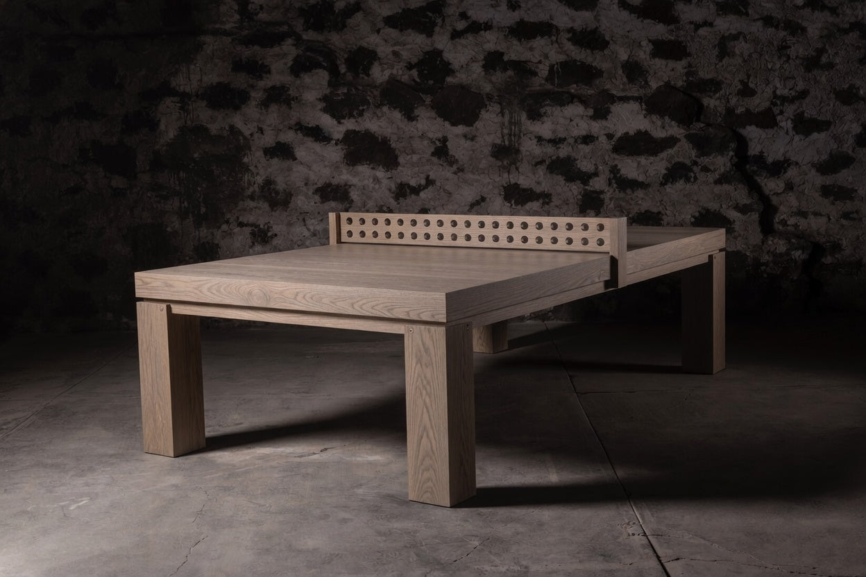 Mesa de comedor/ping pong y bancos de teca negra