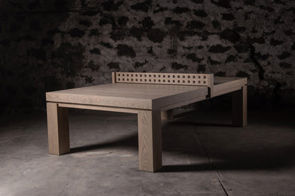 Mesa de comedor/ping pong y bancos de teca negra