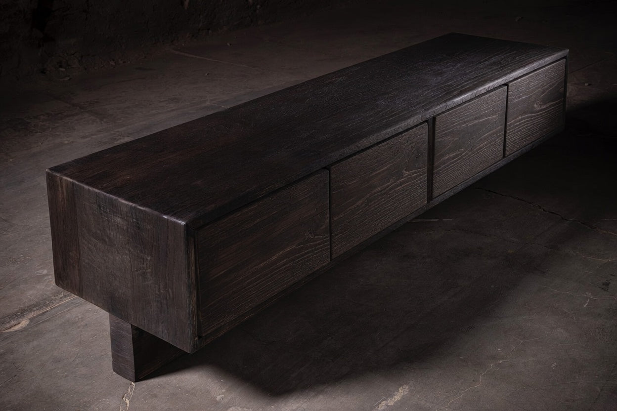 Obsidian Console | Charred Solid Oak – Plain or Figured