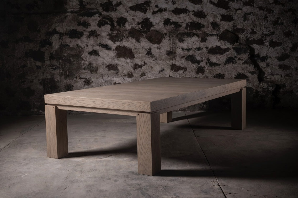 Mesa de comedor/ping pong y bancos de teca negra