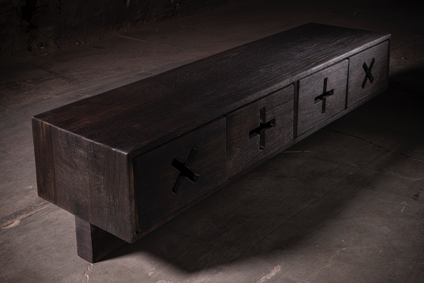 Obsidian Console | Charred Solid Oak – Plain or Figured