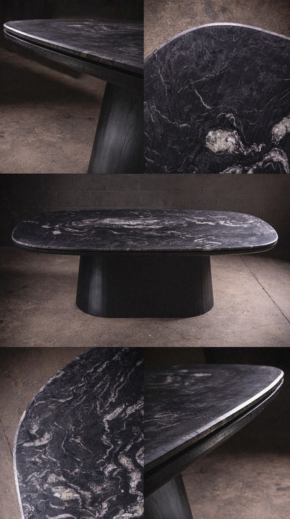 Mesa de comedor de mármol negro