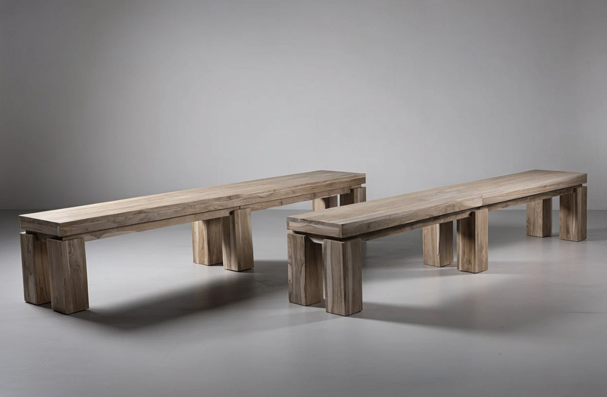 Solid Teak Bench with Natural Finish